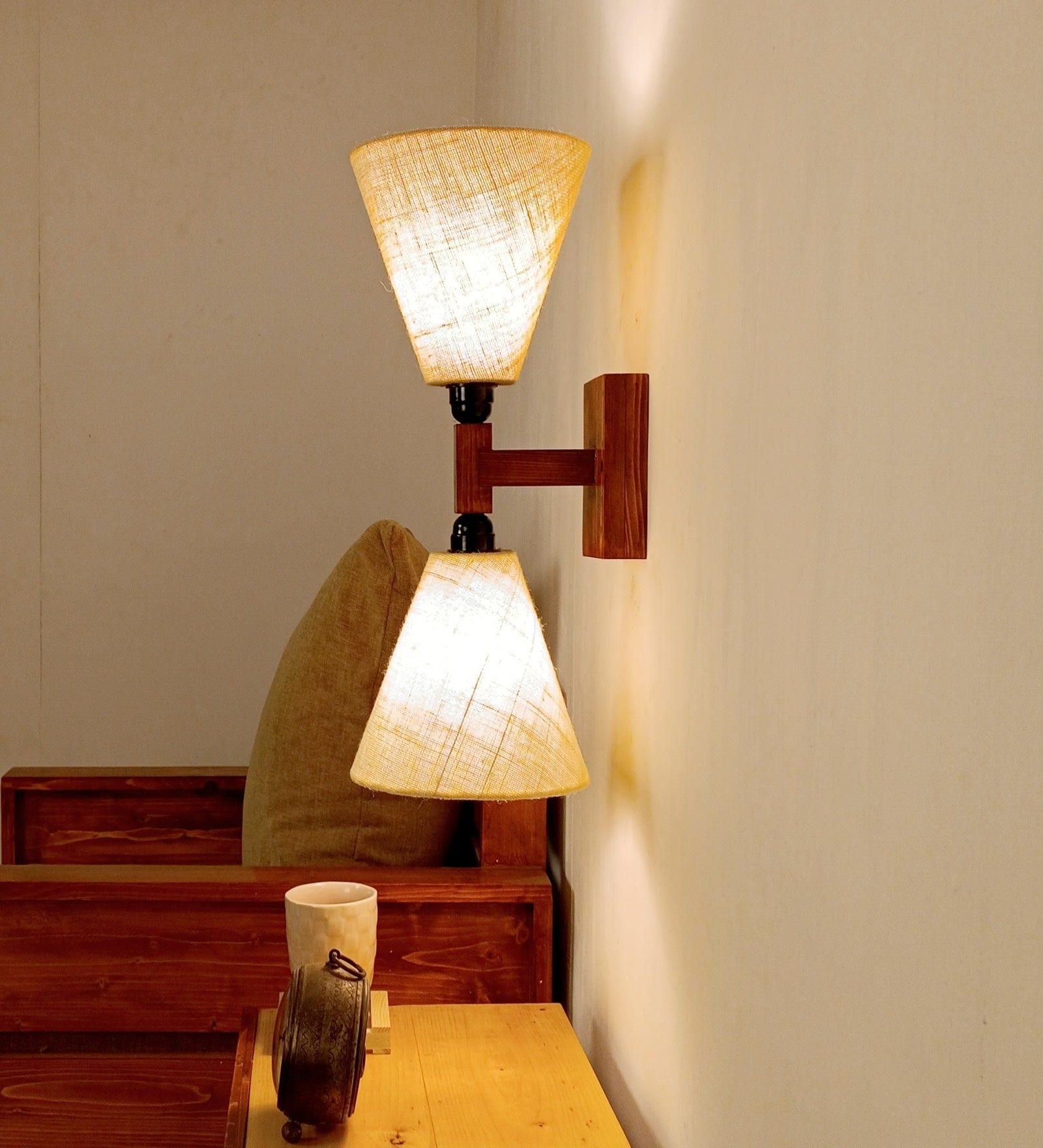 Terzo Duo Brown Wooden Wall Light (BULB NOT INCLUDED) - Ouch Cart 