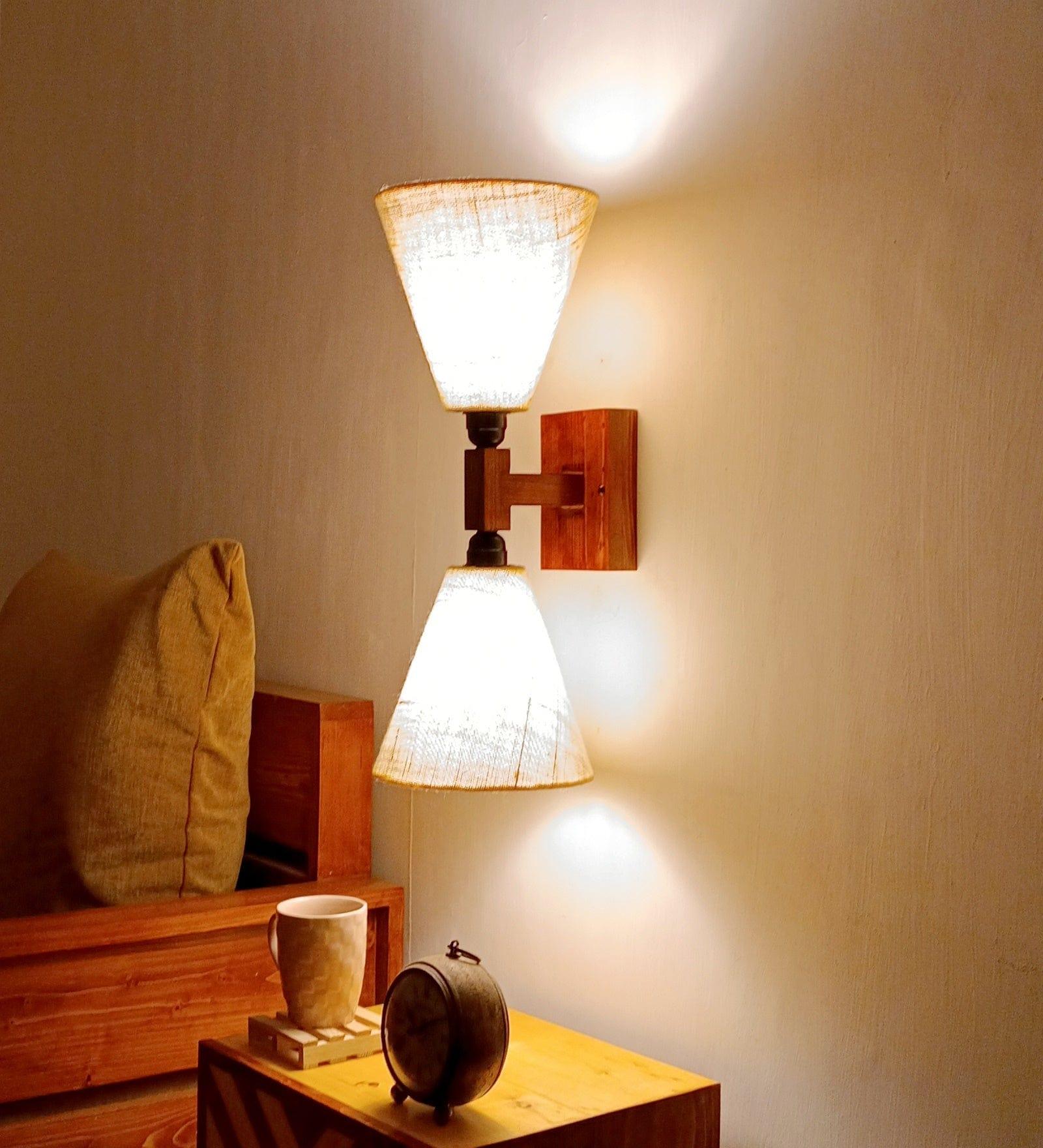 Terzo Duo Brown Wooden Wall Light (BULB NOT INCLUDED) - Ouch Cart 