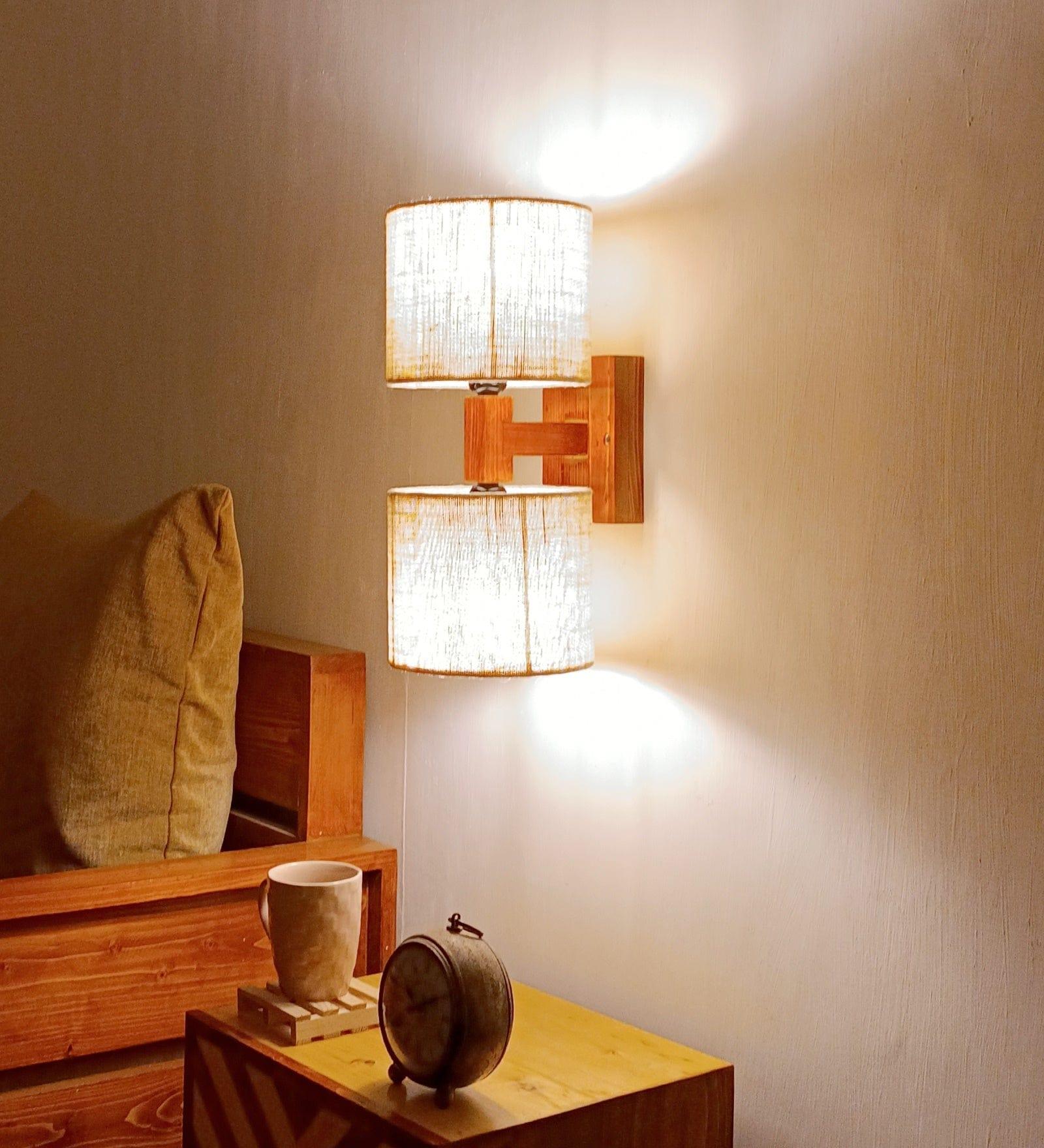 Tesca Duo Brown Wooden Wall Light - (BULB NOT INCLUDED) - Ouch Cart 