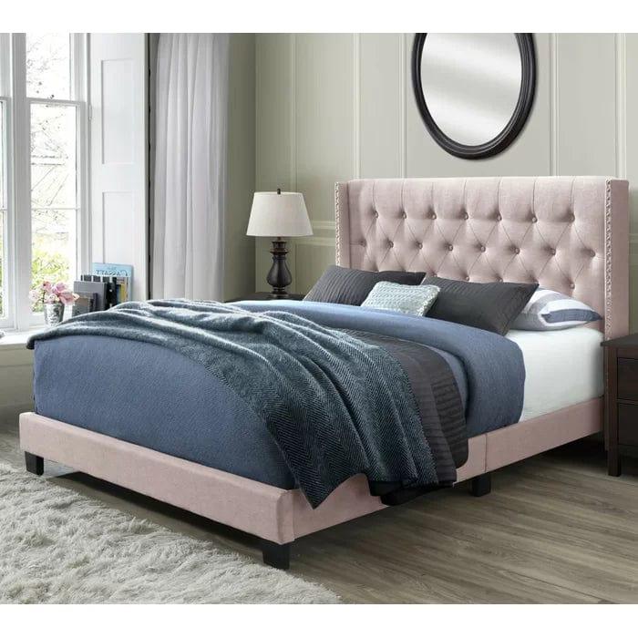 Tianna Tufted Upholstered Low Profile Standard Bed - Ouch Cart 