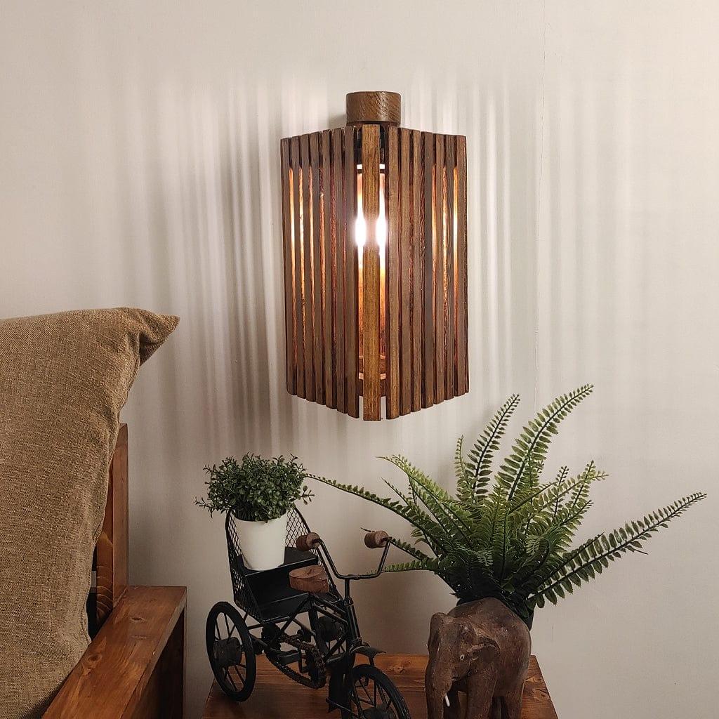 Trikona Brown Wooden Wall Light (BULB NOT INCLUDED) - Ouch Cart 