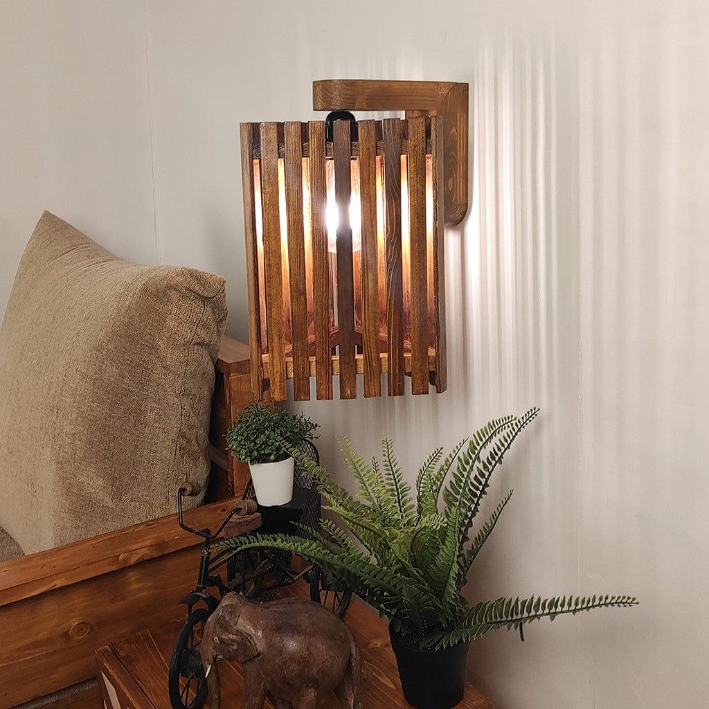 Trikona Brown Wooden Wall Light (BULB NOT INCLUDED) - Ouch Cart 