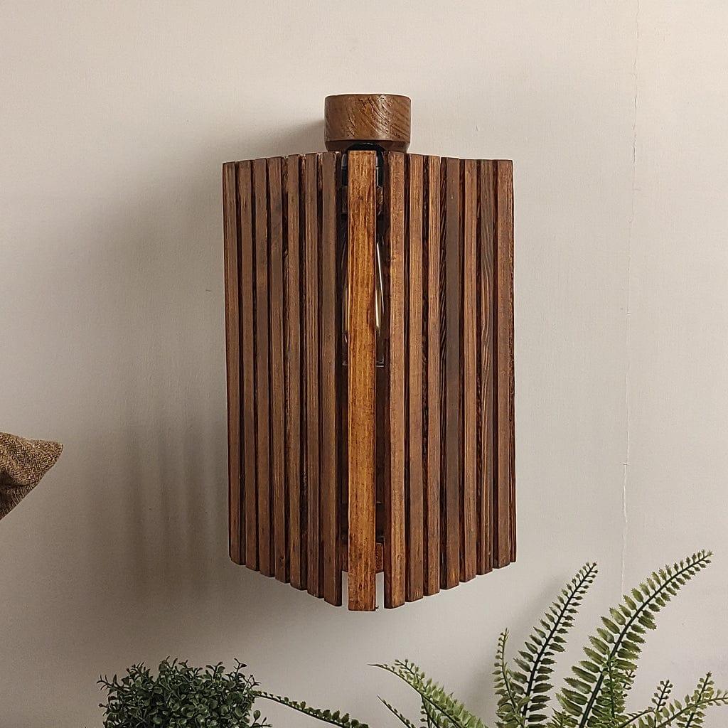 Trikona Brown Wooden Wall Light (BULB NOT INCLUDED) - Ouch Cart 