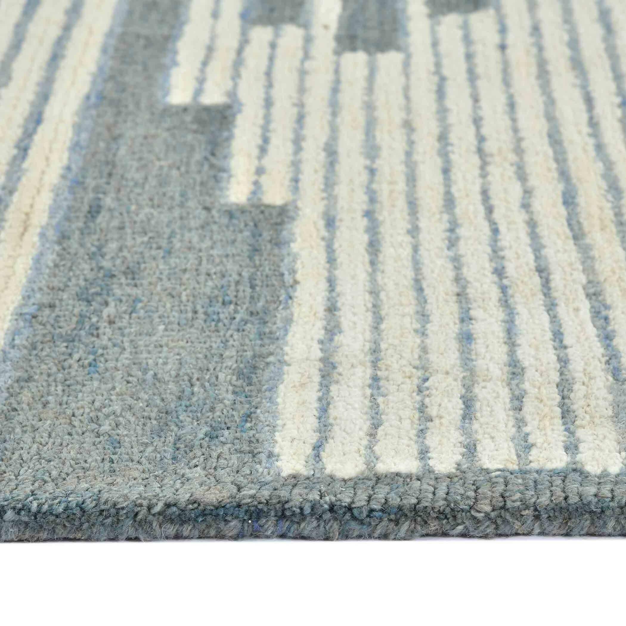 Blue Wool Chicago 8x10 Feet Hand-Tufted Carpet Rug - Ouch Cart 