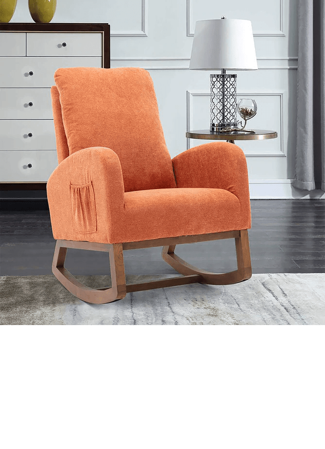 Wooden Glider Rocking Chair (Orange) - Ouch Cart 