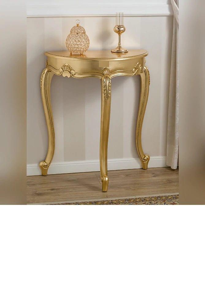 Console Table Arlette Half Moon French Baroque Style (Golden Leaf) - Ouch Cart 