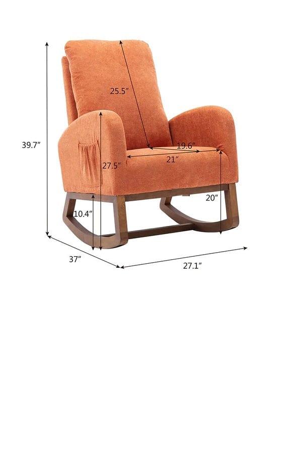 Wooden Glider Rocking Chair (Orange) - Ouch Cart 