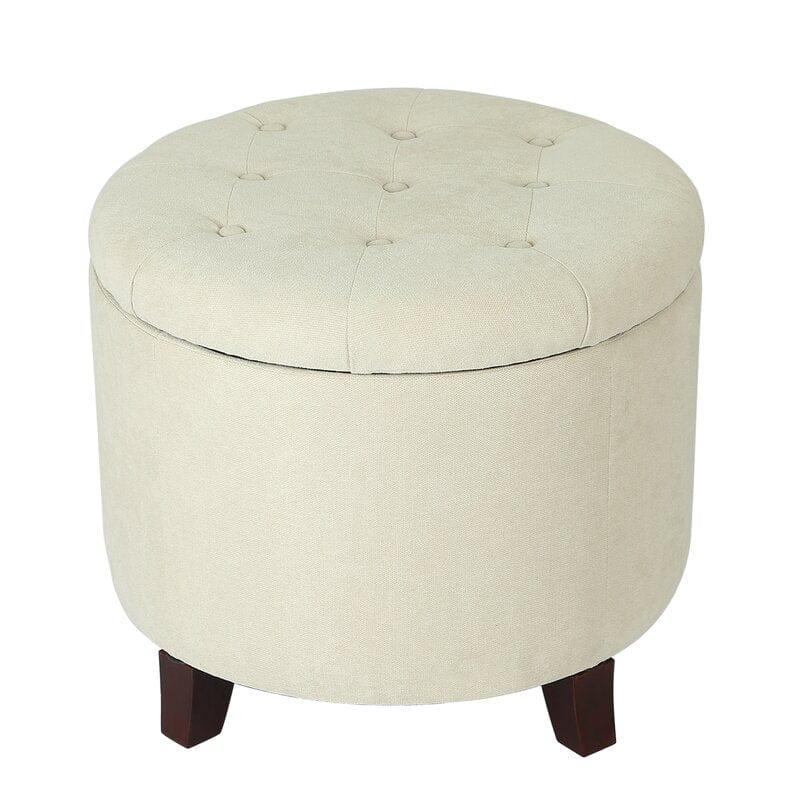 Vella Wide Tufted Round Storage Ottoman with Storage Only One Piece