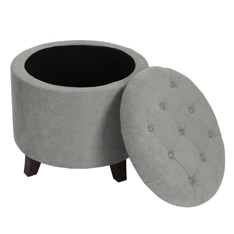 Vella Wide Tufted Round Storage Ottoman with Storage Only One Piece - Ouch Cart 