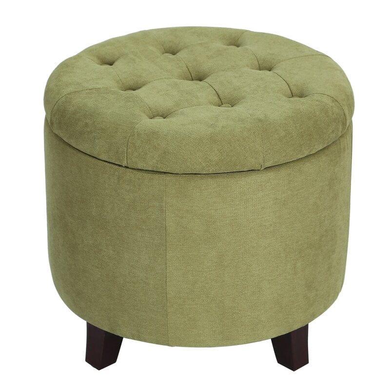 Vella Wide Tufted Round Storage Ottoman with Storage Only One Piece