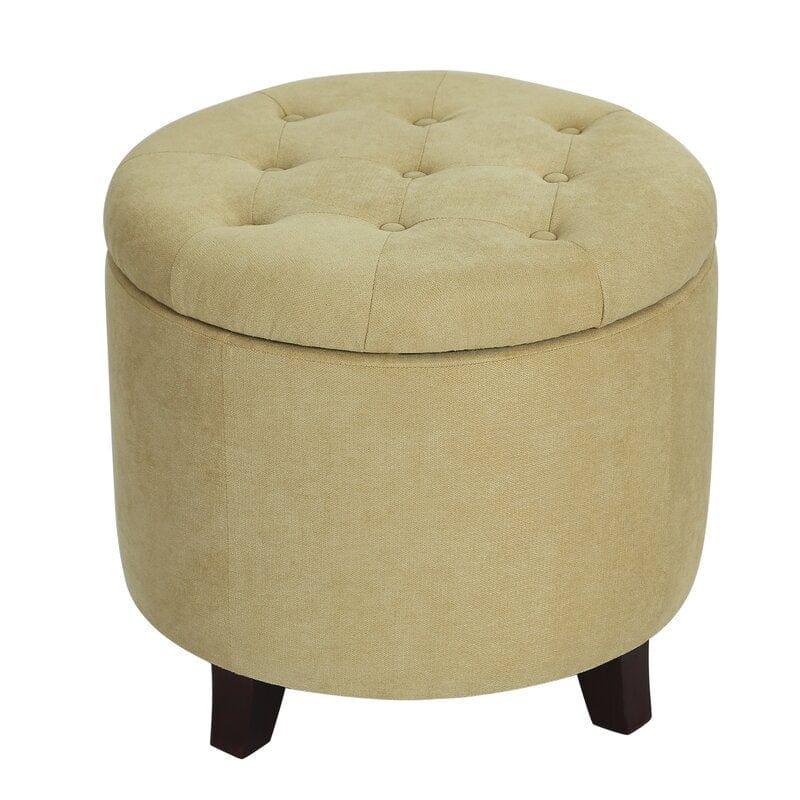 Vella Wide Tufted Round Storage Ottoman with Storage Only One Piece