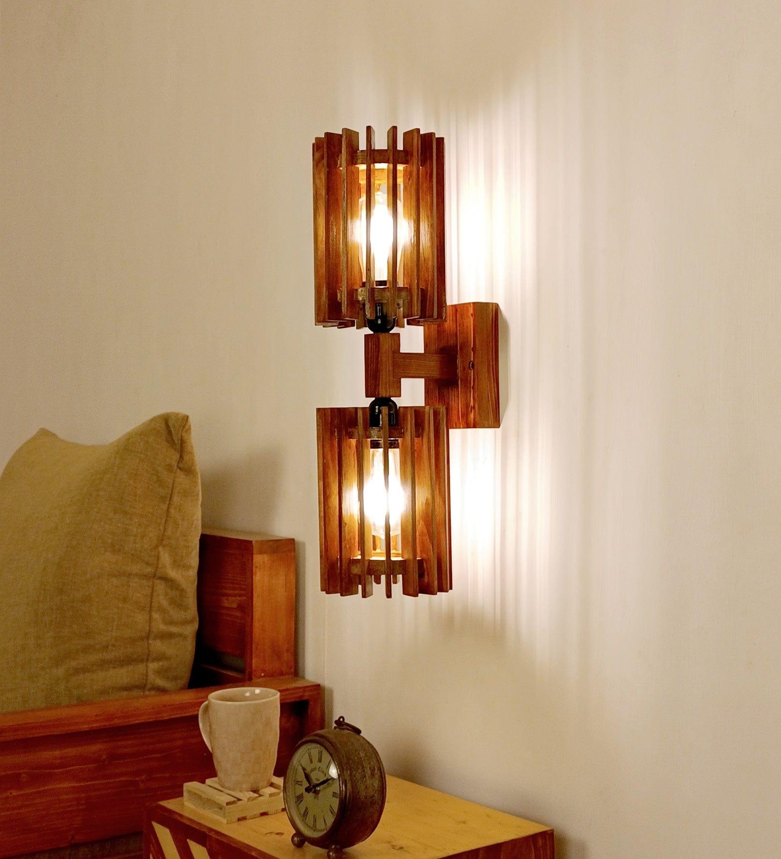 Ventus Duo Brown Wooden Wall Light (BULB NOT INCLUDED) - Ouch Cart 