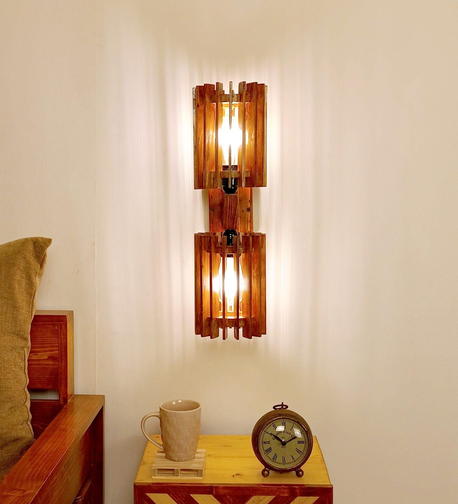 Ventus Duo Brown Wooden Wall Light (BULB NOT INCLUDED) - Ouch Cart 