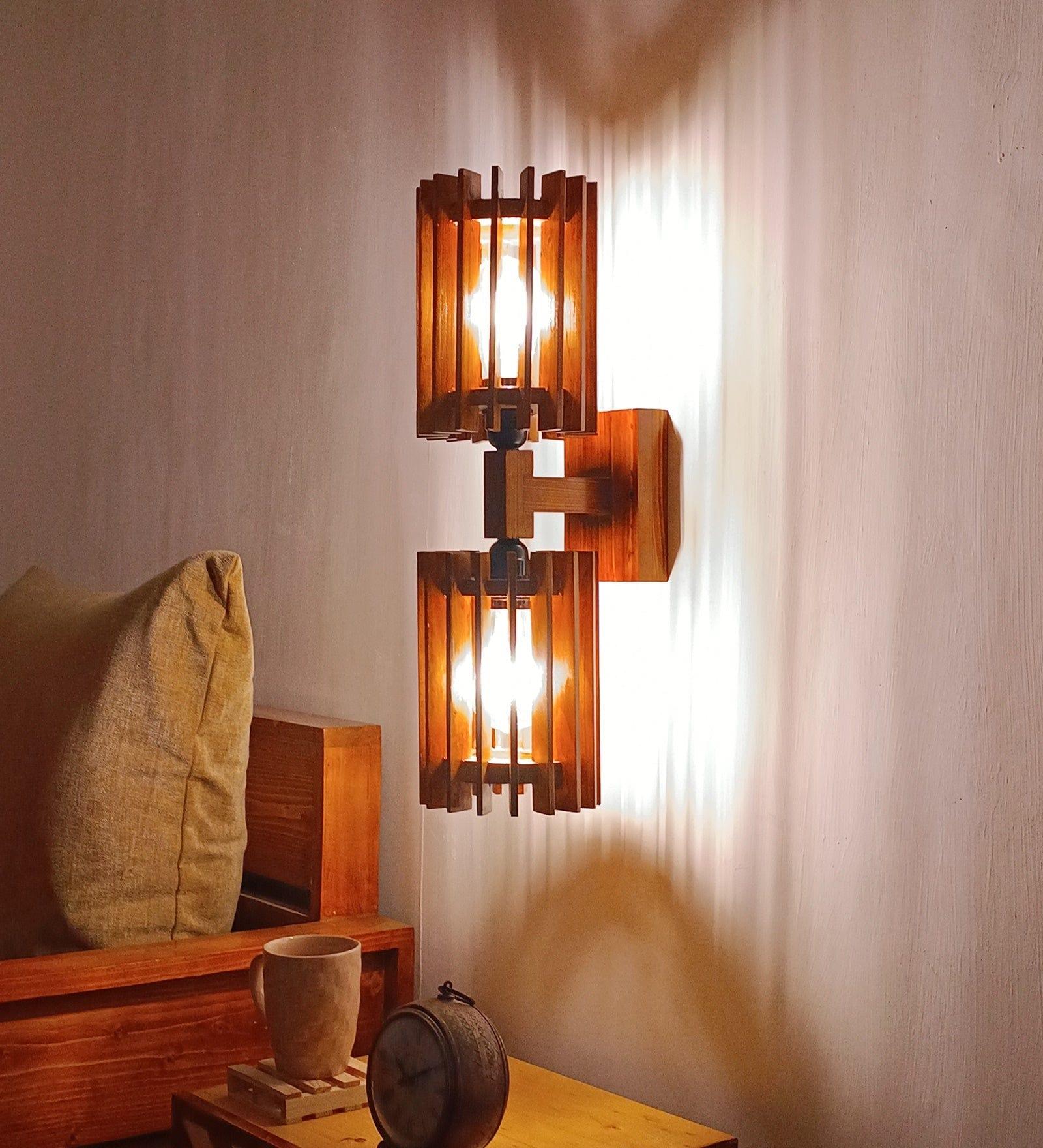 Ventus Duo Brown Wooden Wall Light (BULB NOT INCLUDED) - Ouch Cart 