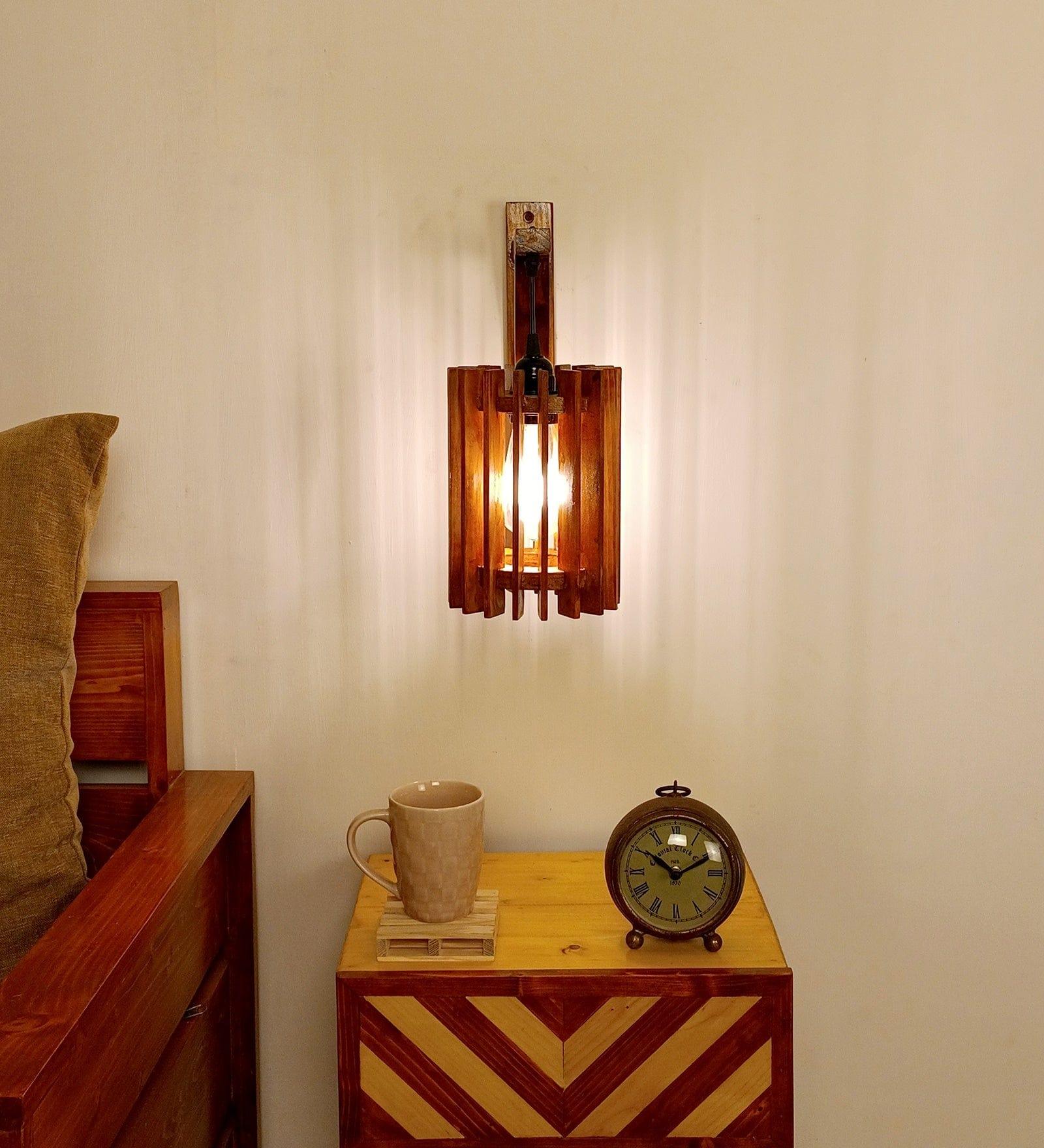 Ventus L Brown Wooden Wall Light (BULB NOT INCLUDED) - Ouch Cart 