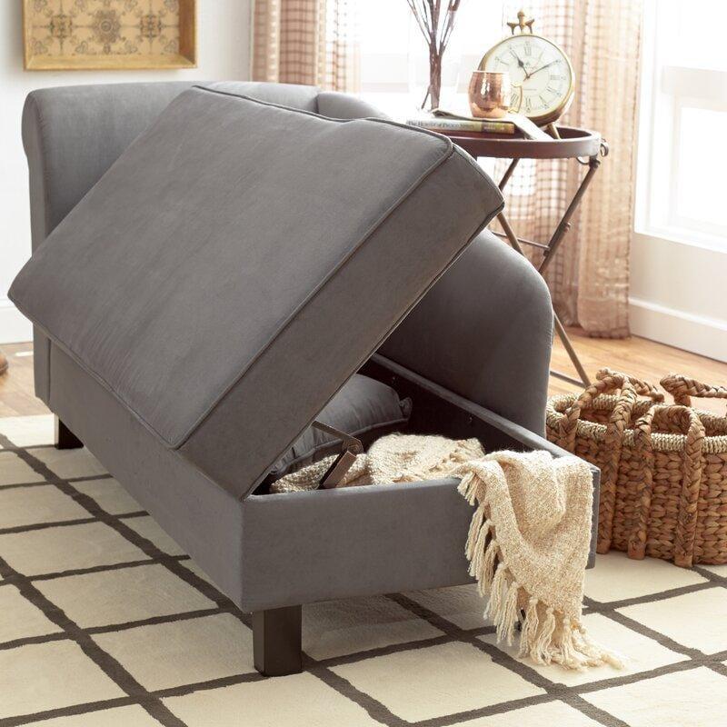 One Left-Arm Chaise Recessed Arms Chaise Lounge with Storage