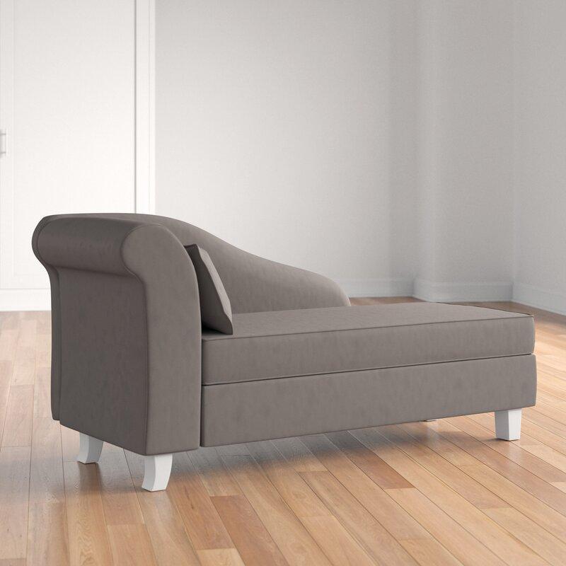 One Left-Arm Chaise Recessed Arms Chaise Lounge with Storage