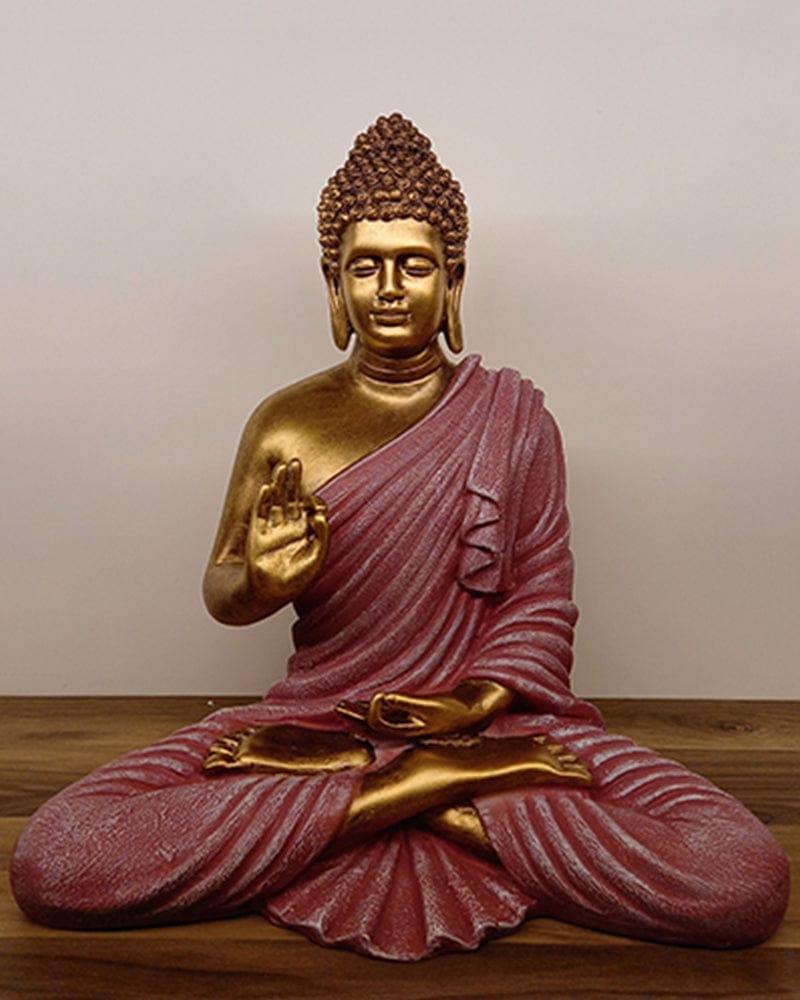 Golden & Pink Polyresin Buddha Figurine - Ouch Cart 