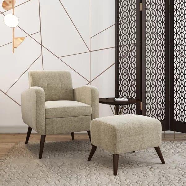 Wesson Wide Tufted Armchair and Ottoman - Ouch Cart 