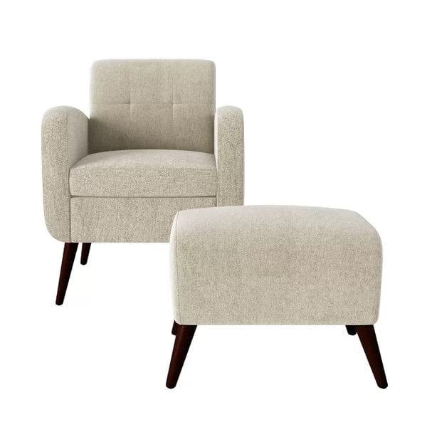 Wesson Wide Tufted Armchair and Ottoman - Ouch Cart 