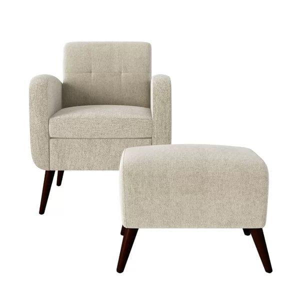 Wesson Wide Tufted Armchair and Ottoman