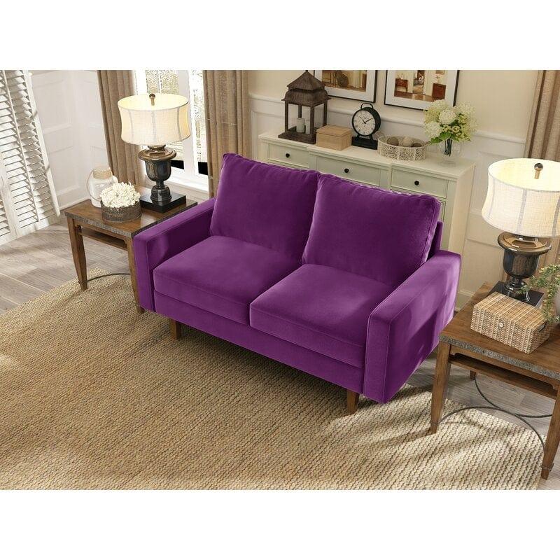 Velvet Square Arm Loveseat - Ouch Cart 