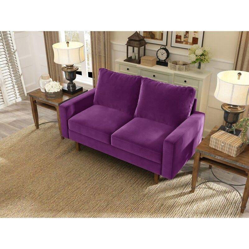 Velvet Square Arm Loveseat