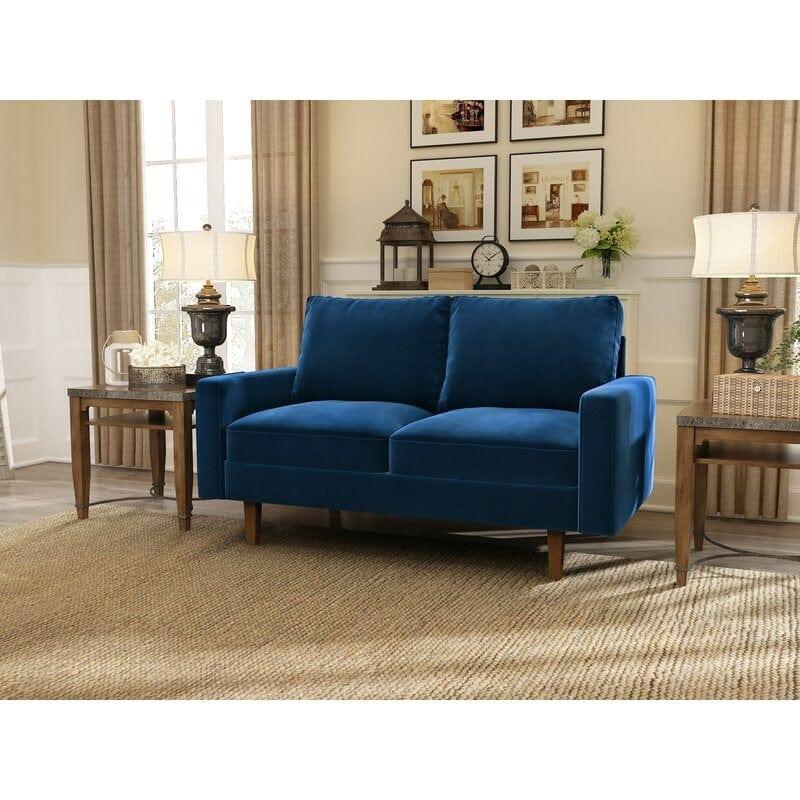 Velvet Square Arm Loveseat