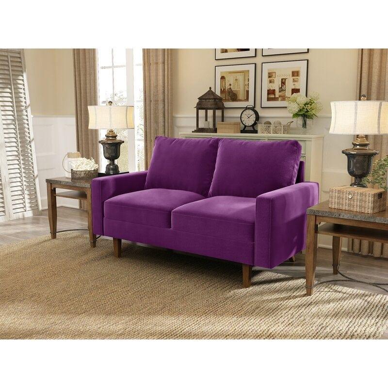 Velvet Square Arm Loveseat