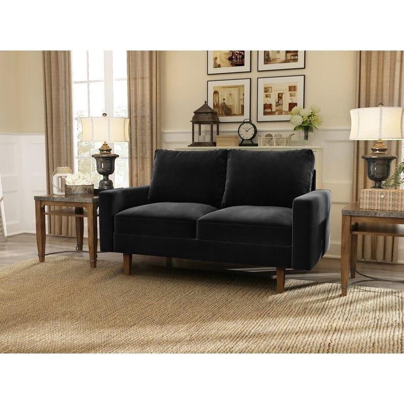 Velvet Square Arm Loveseat