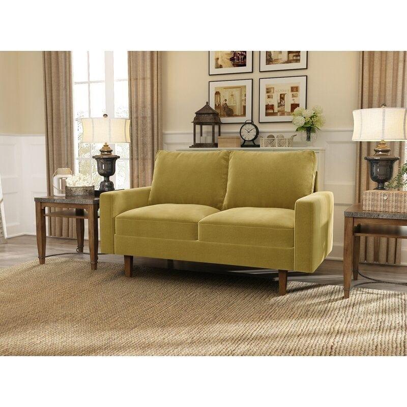 Velvet Square Arm Loveseat - Ouch Cart 