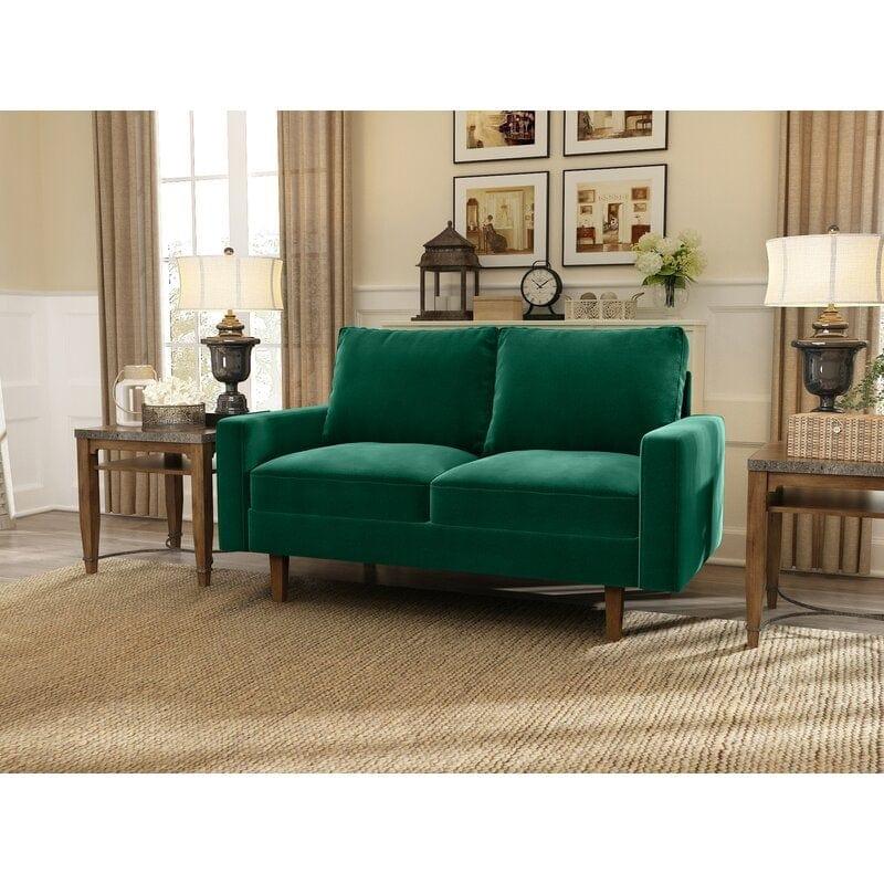 Velvet Square Arm Loveseat - Ouch Cart 