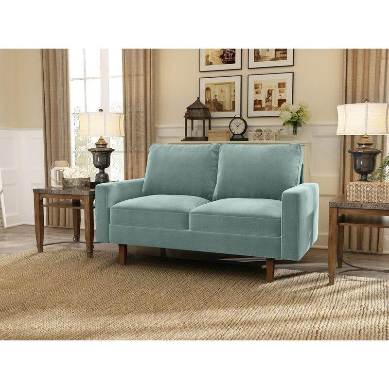 Velvet Square Arm Loveseat - Ouch Cart 