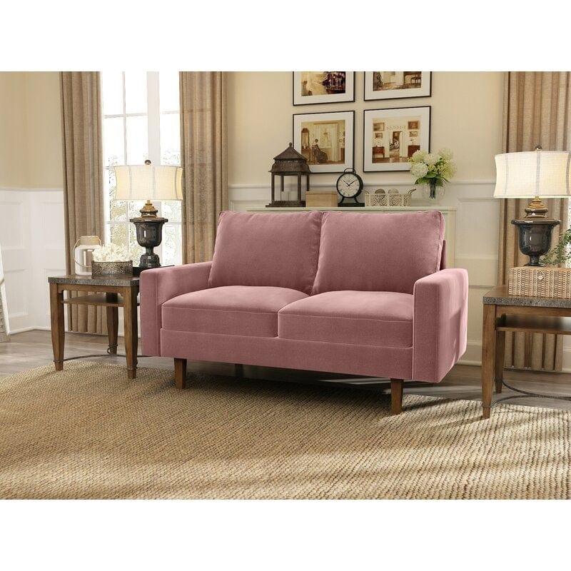 Velvet Square Arm Loveseat - Ouch Cart 