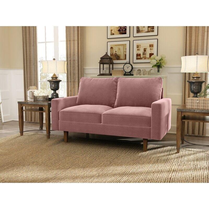 Velvet Square Arm Loveseat