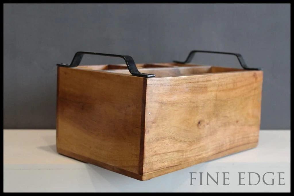 WOODEN CUTLERY STAND WITH IRON HANDLE || PREMIUM QUALITY || WATER RESISTANT - Ouch Cart 