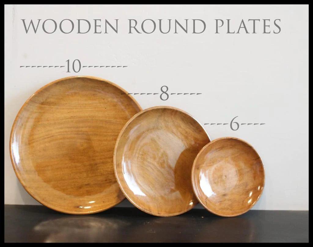 WOODEN ROUND PLATE SET OF 3|| FOOD GRADE - Ouch Cart 
