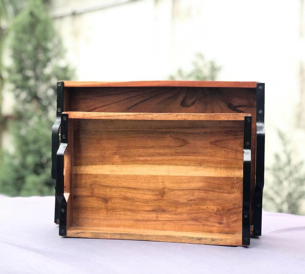 PREMIUM ACACIA WOOD SERVING TRAY COMBO - Ouch Cart 