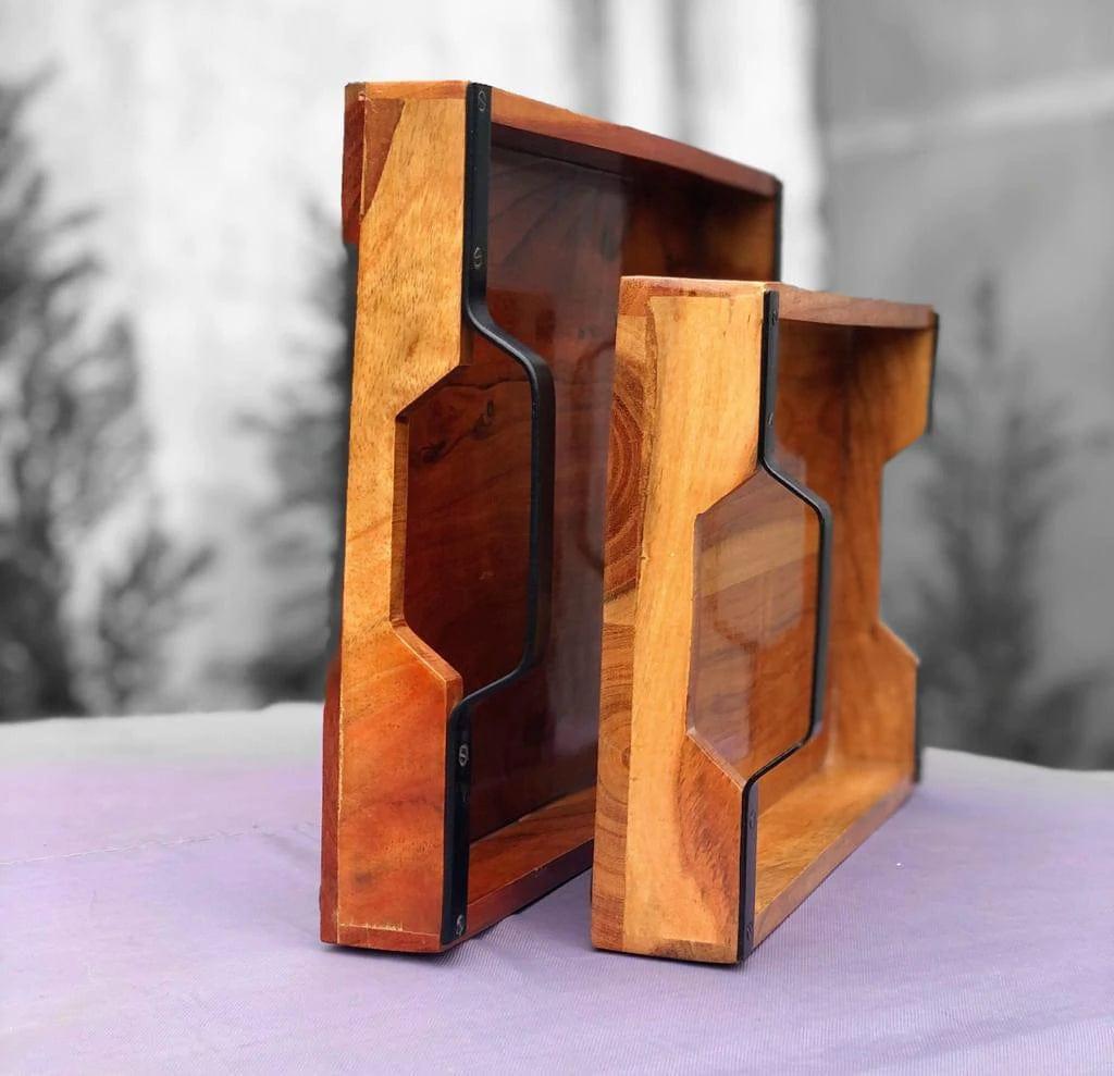 PREMIUM ACACIA WOOD SERVING TRAY COMBO - Ouch Cart 
