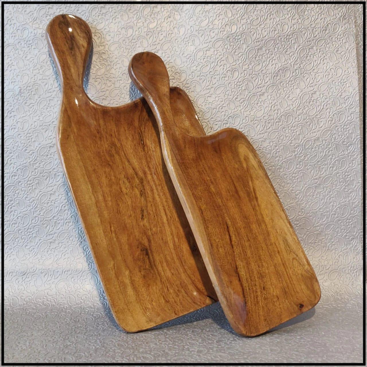 WOODEN PLATTER SET OF 2 II ACACIA WOOD II HIGH QUALITY - Ouch Cart 