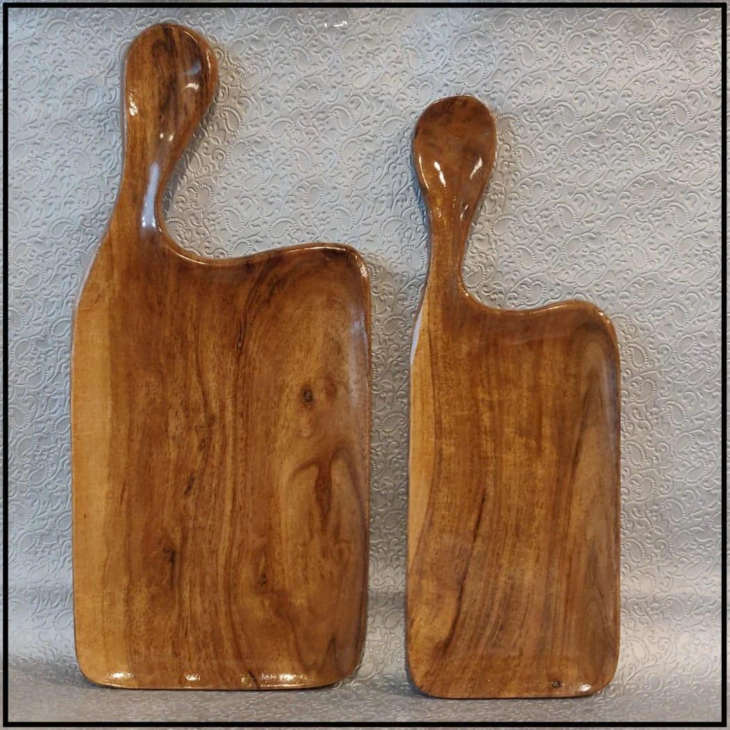 WOODEN PLATTER SET OF 2 II ACACIA WOOD II HIGH QUALITY - Ouch Cart 