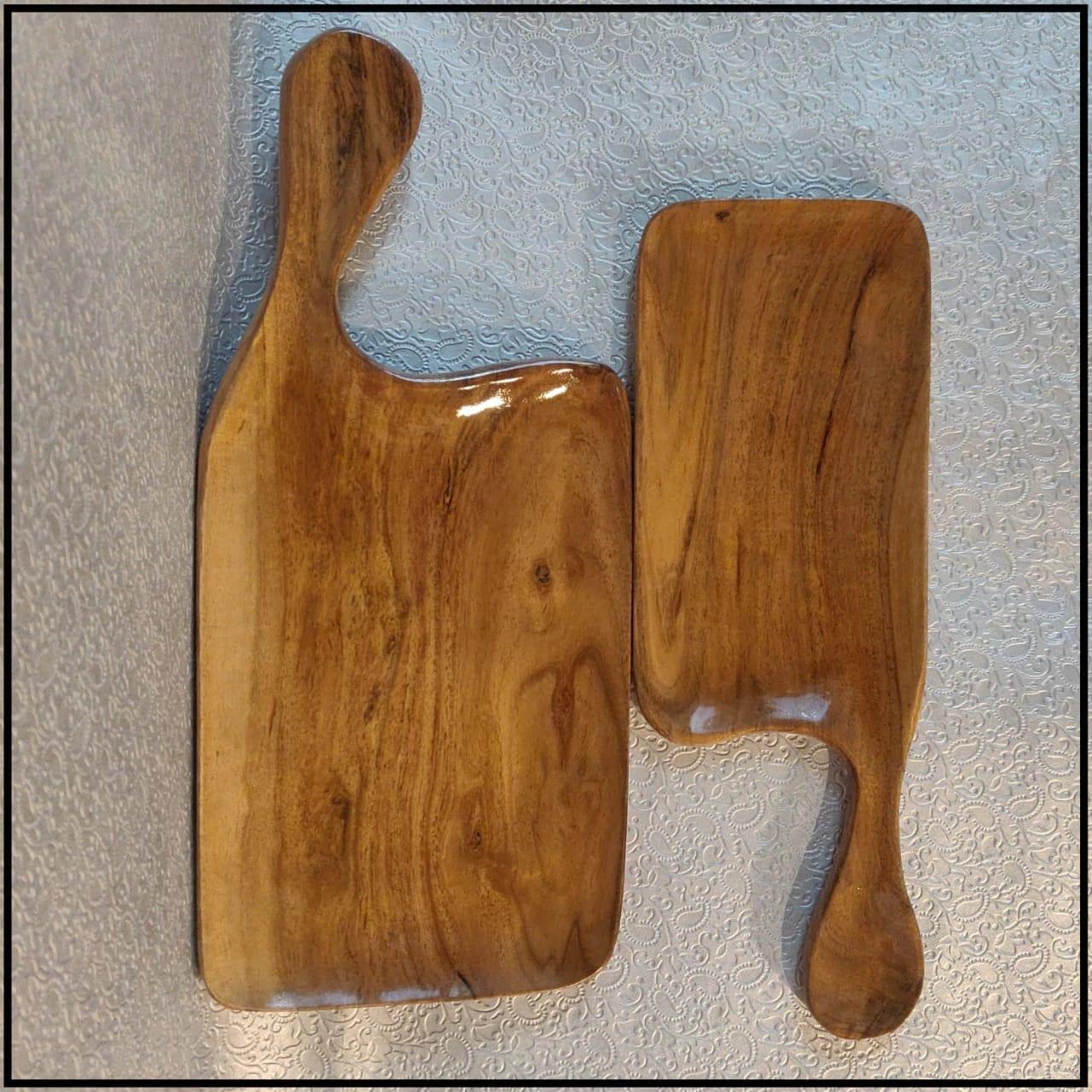 WOODEN PLATTER SET OF 2 II ACACIA WOOD II HIGH QUALITY - Ouch Cart 