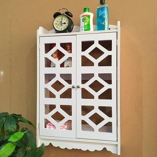 Bathroom CNC Wall Mounted PVC Storage Cabinet Furniture For Bathroom