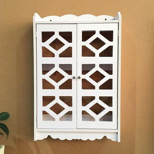 Bathroom CNC Wall Mounted PVC Storage Cabinet Furniture For Bathroom