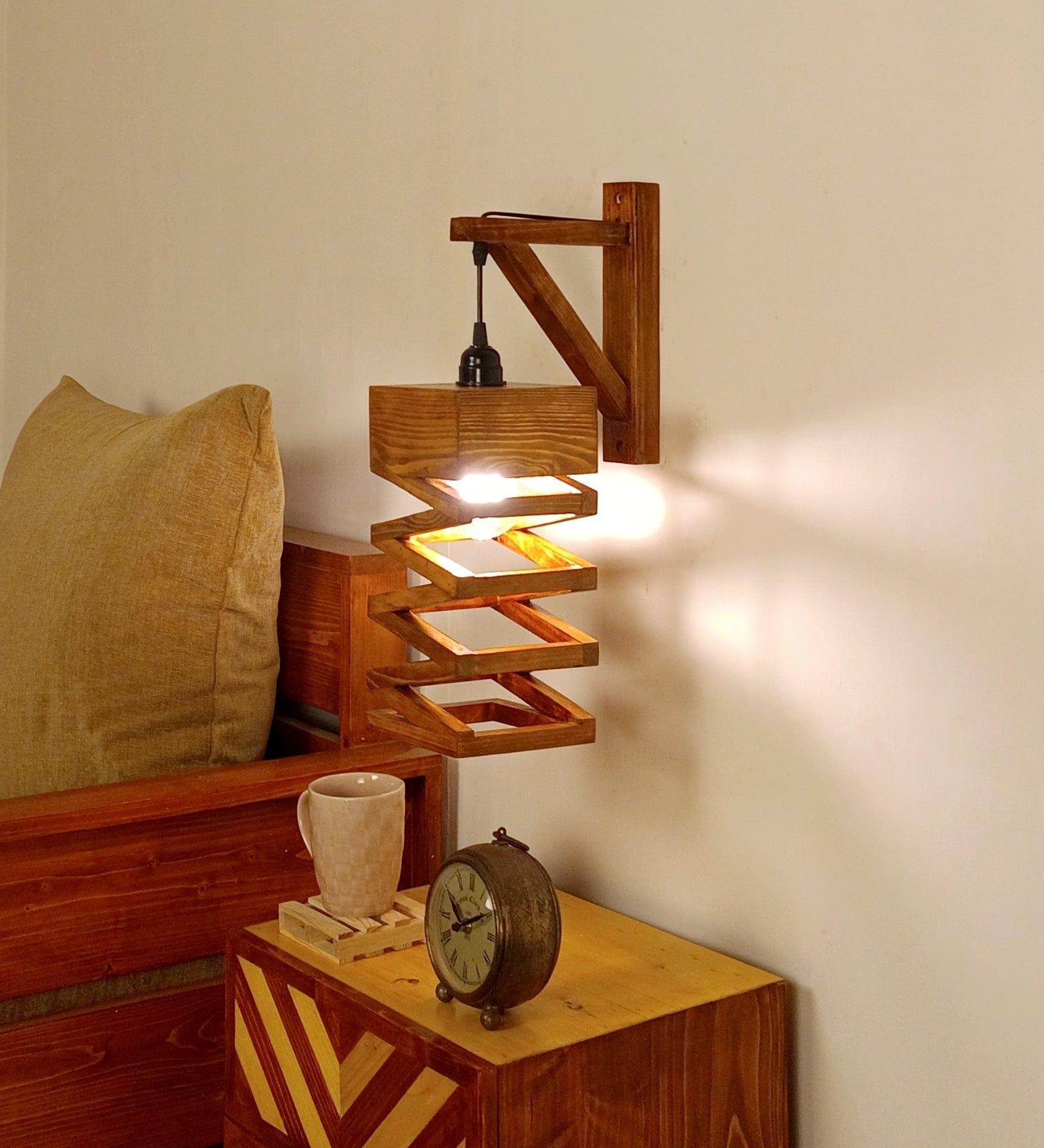 Wiggle L Brown Wooden Wall Light (BULB NOT INCLUDED) - Ouch Cart 