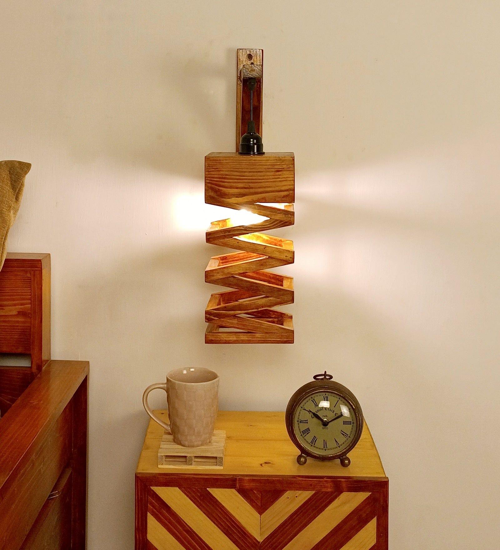 Wiggle L Brown Wooden Wall Light (BULB NOT INCLUDED) - Ouch Cart 