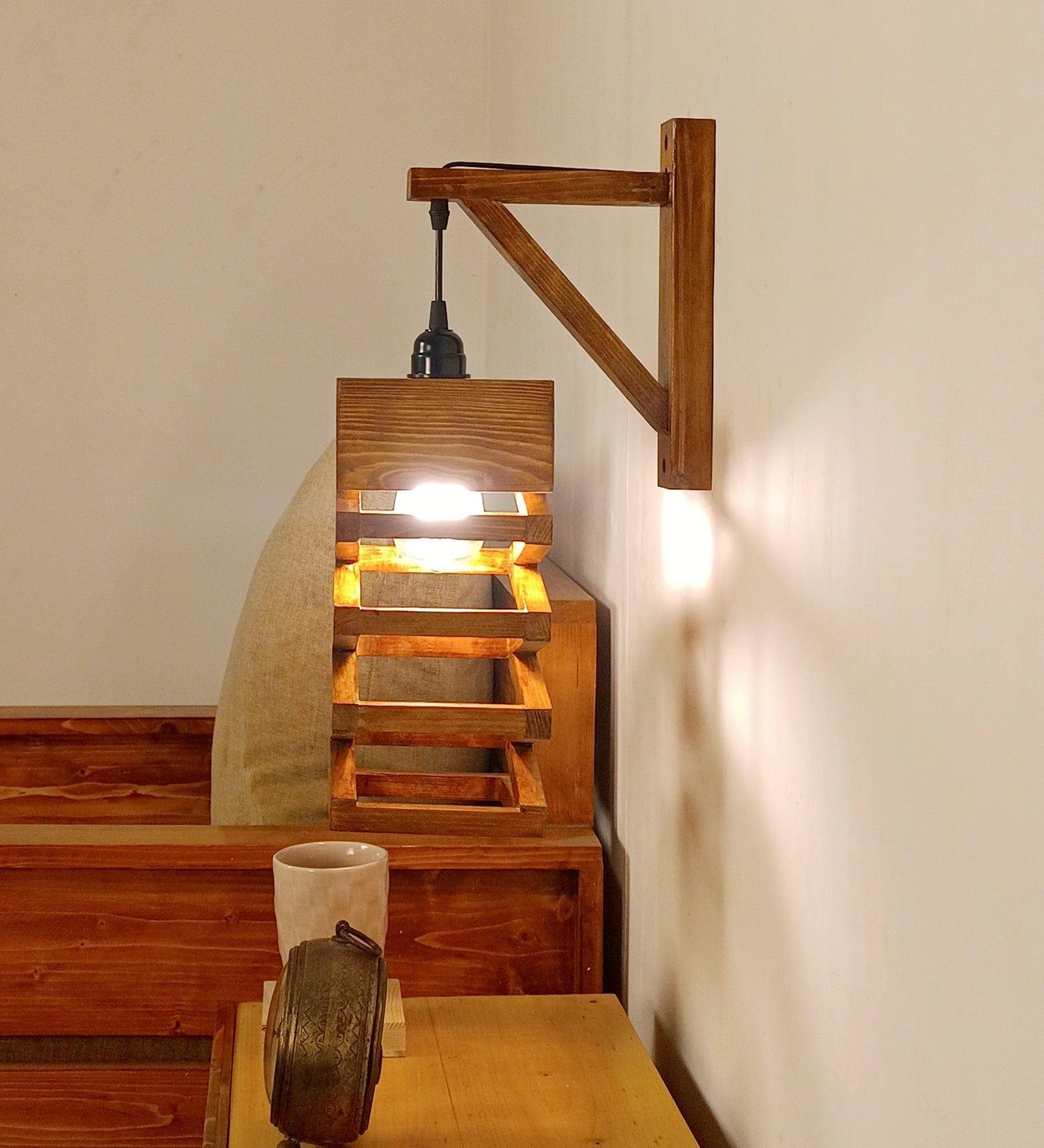 Wiggle L Brown Wooden Wall Light (BULB NOT INCLUDED) - Ouch Cart 