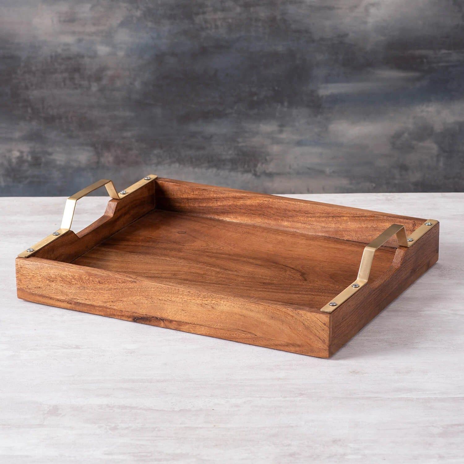 WOODEN SERVING TRAY AND TISSUE HOLDER COMBO II FOOD GRADE - Ouch Cart 