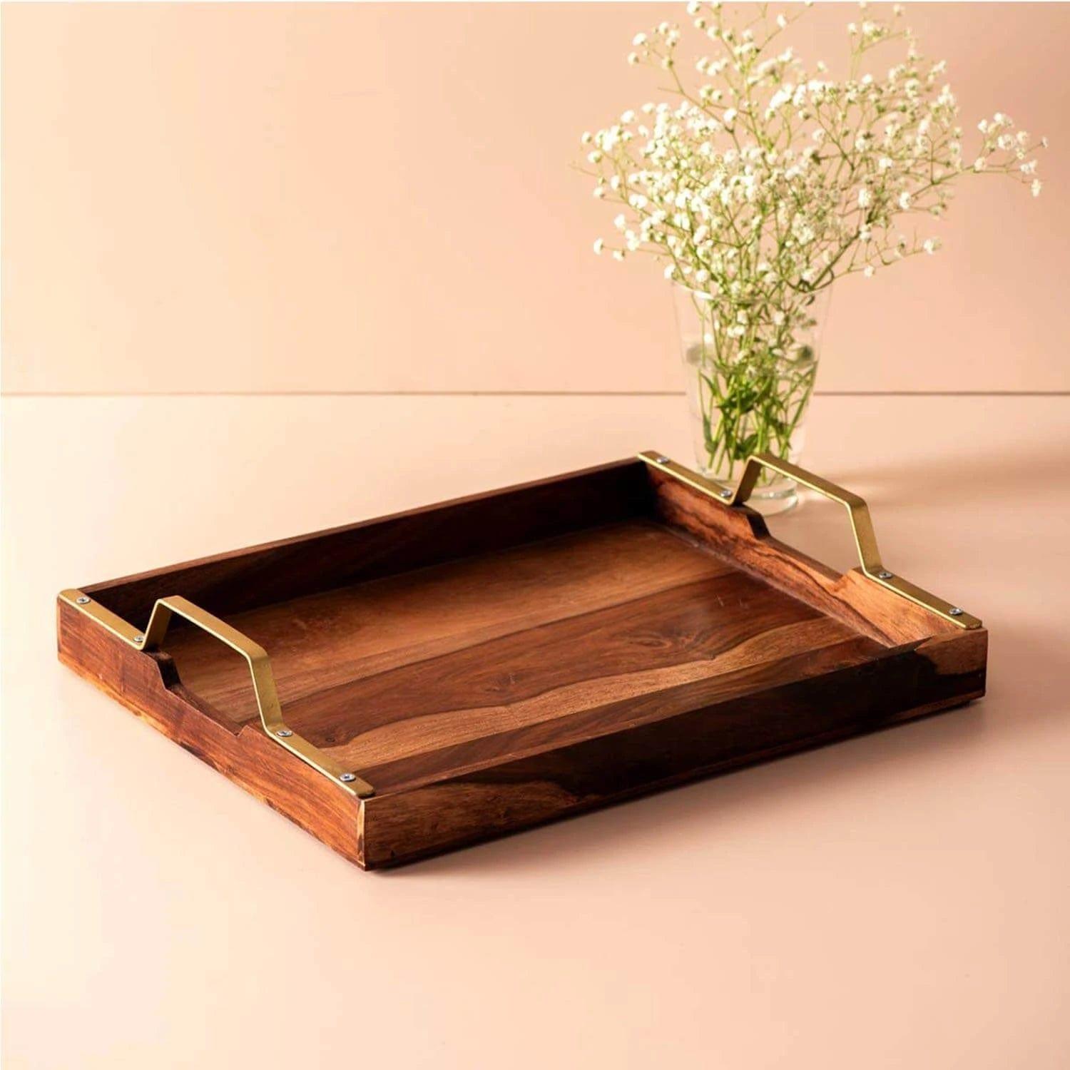 WOODEN CUTLERY STAND AND SERVING TRAY COMBO II FOOD GRADE - Ouch Cart 