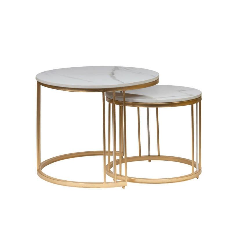 Golden And White Marble Table - Ouch Cart 